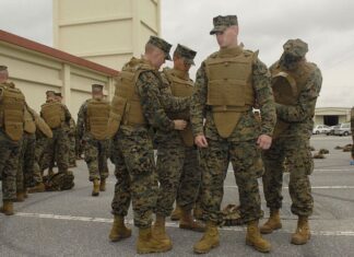Marines wearing body armor