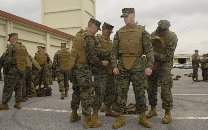 Marines wearing body armor