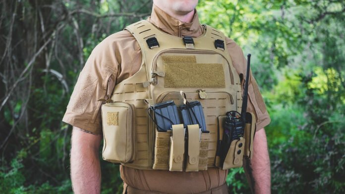 This load-bearing vest offers body armor protection in a uniform look