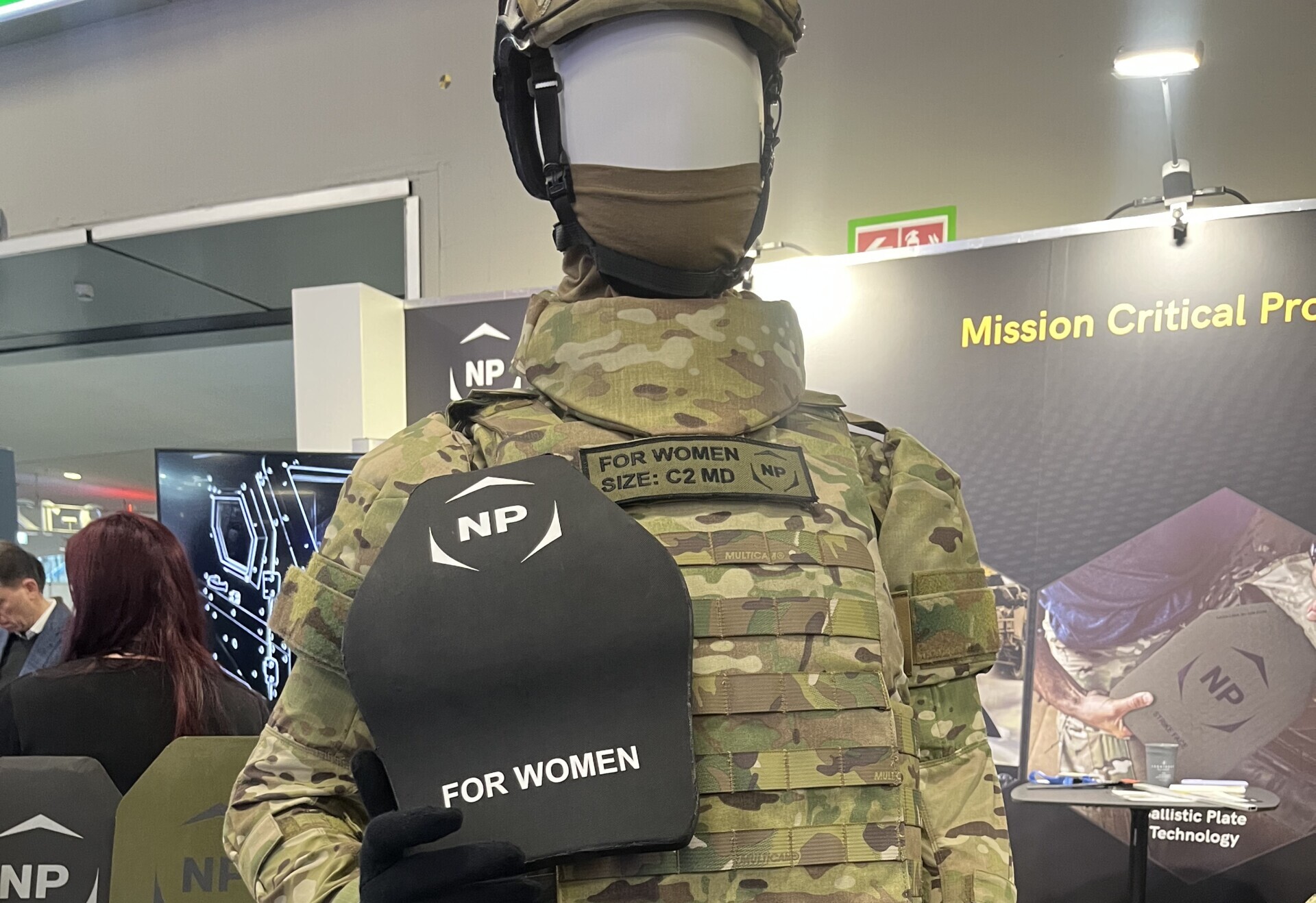 NP Aerospace EnforceTac booth female-specific armor